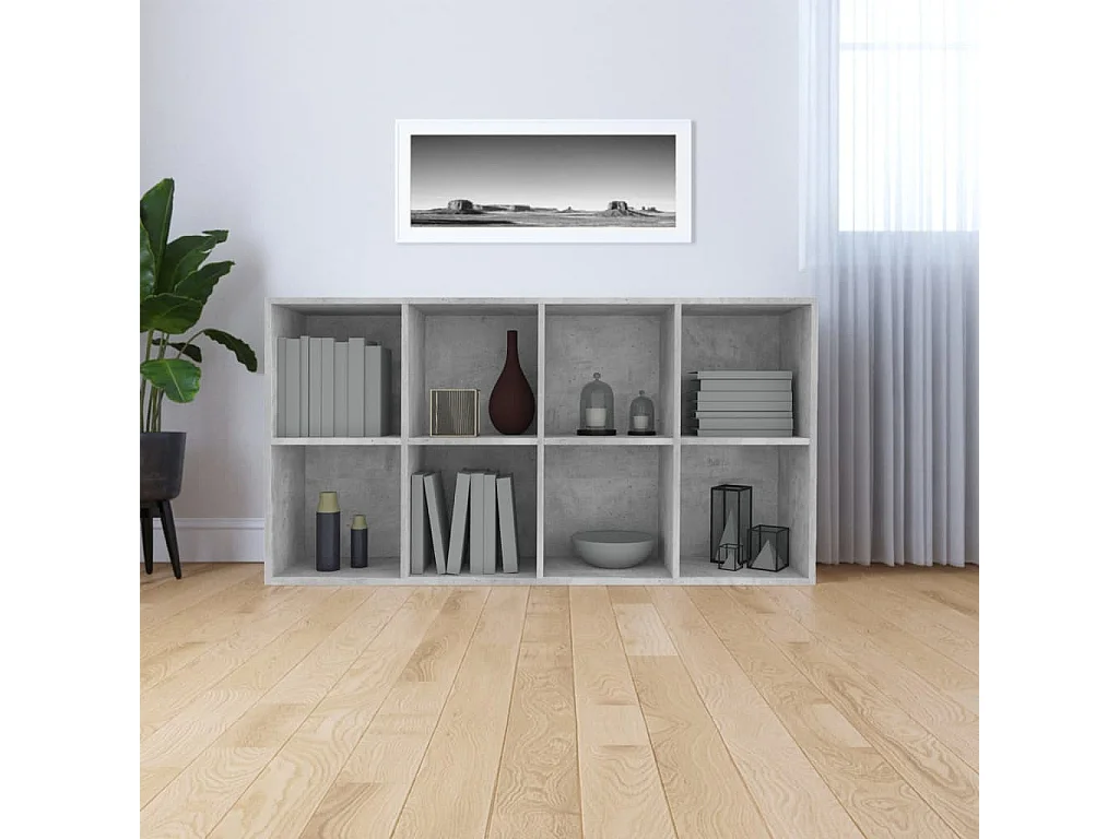 Boekenkast/dressoir 66x30x130 cm bewerkt hout betongrijs