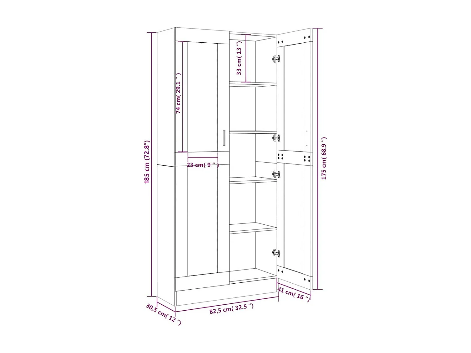 Armoire à vitrine Chêne fumé 82,5x30,5x185 cm Bois ingénierie