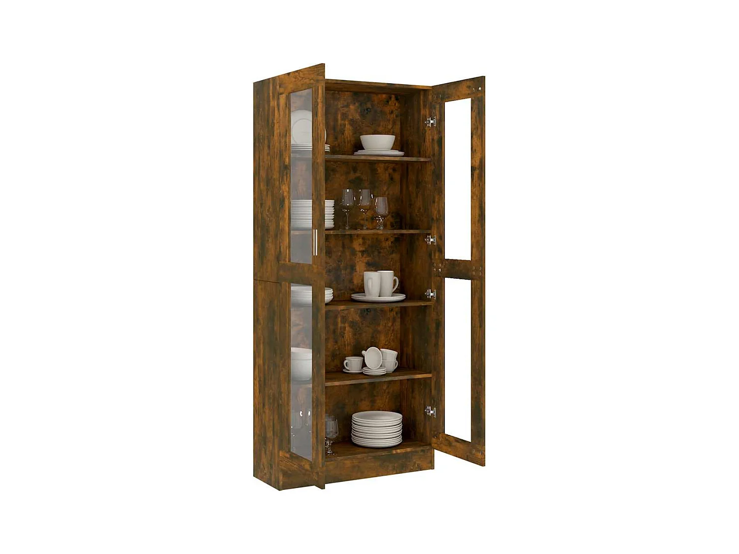 Armoire à vitrine Chêne fumé 82,5x30,5x185 cm Bois ingénierie