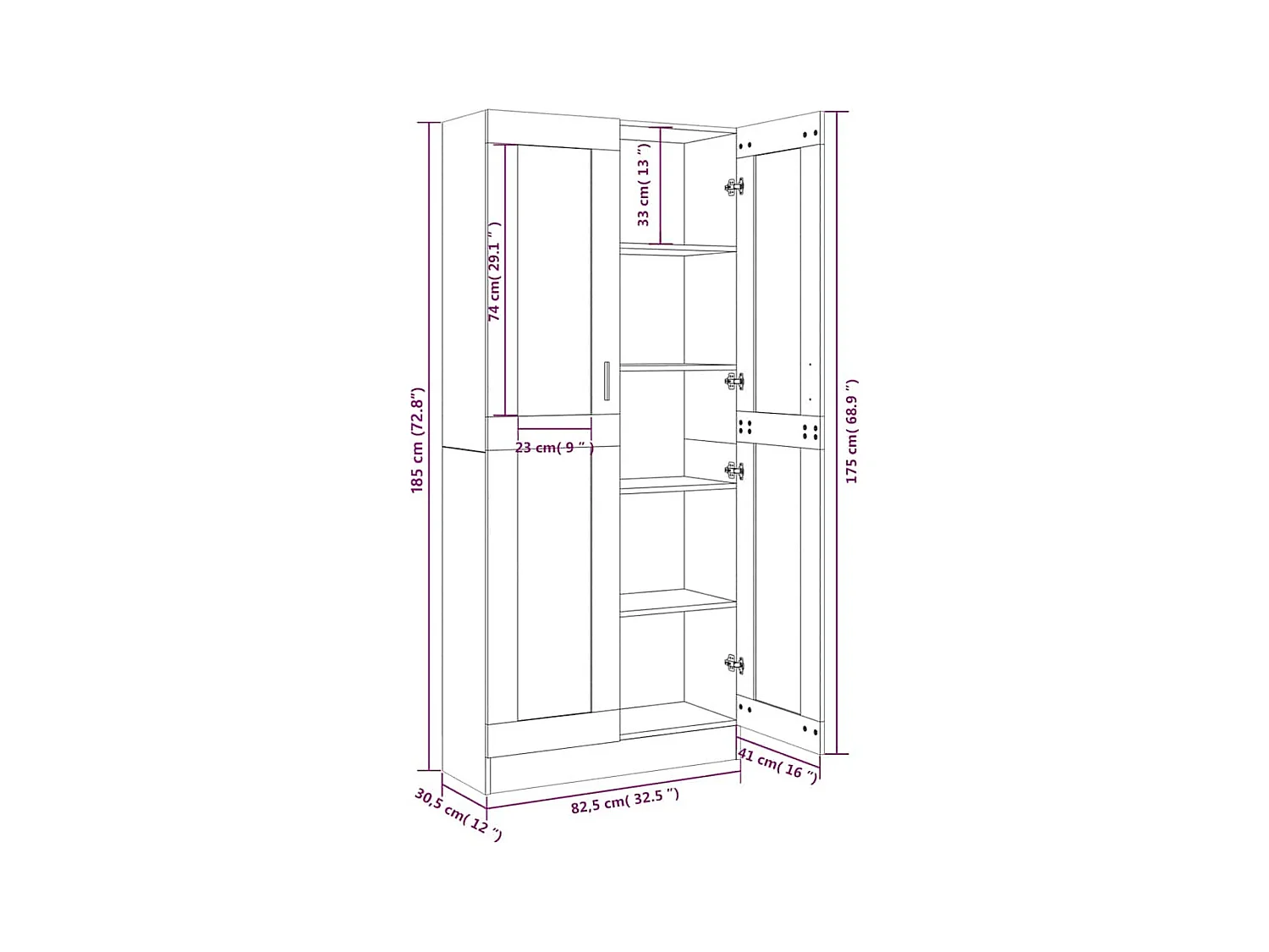 Armoire à vitrine Chêne fumé 82,5x30,5x185 cm Bois ingénierie