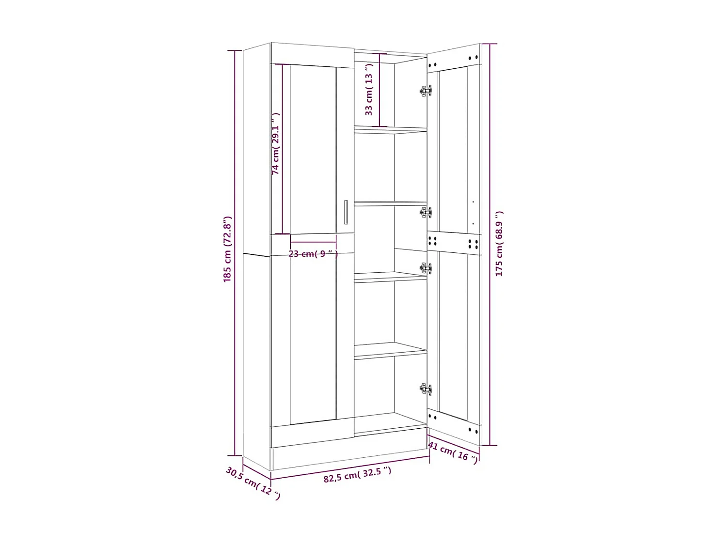 Armoire à vitrine Chêne fumé 82,5x30,5x185 cm Bois ingénierie