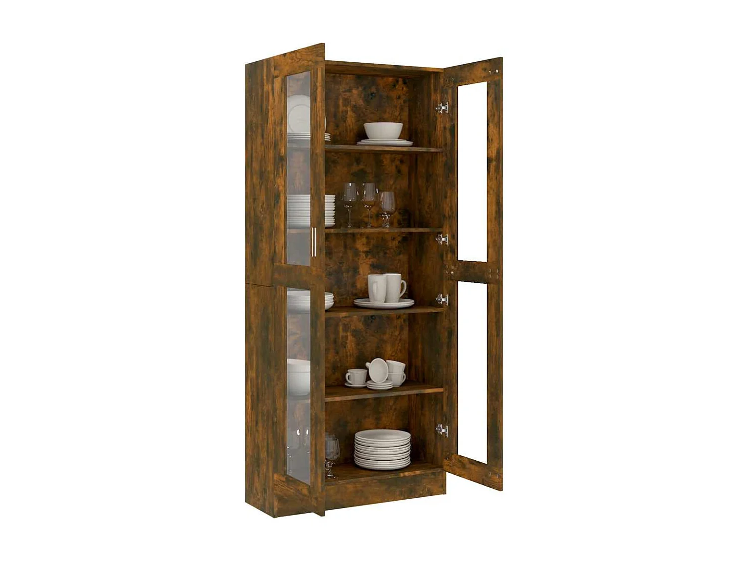 Armoire à vitrine Chêne fumé 82,5x30,5x185 cm Bois ingénierie