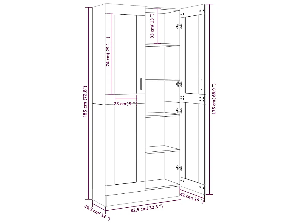 Armoire à vitrine Chêne fumé 82,5x30,5x185 cm Bois ingénierie
