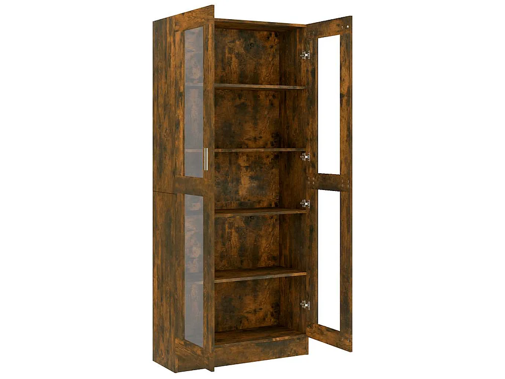 Armoire à vitrine Chêne fumé 82,5x30,5x185 cm Bois ingénierie