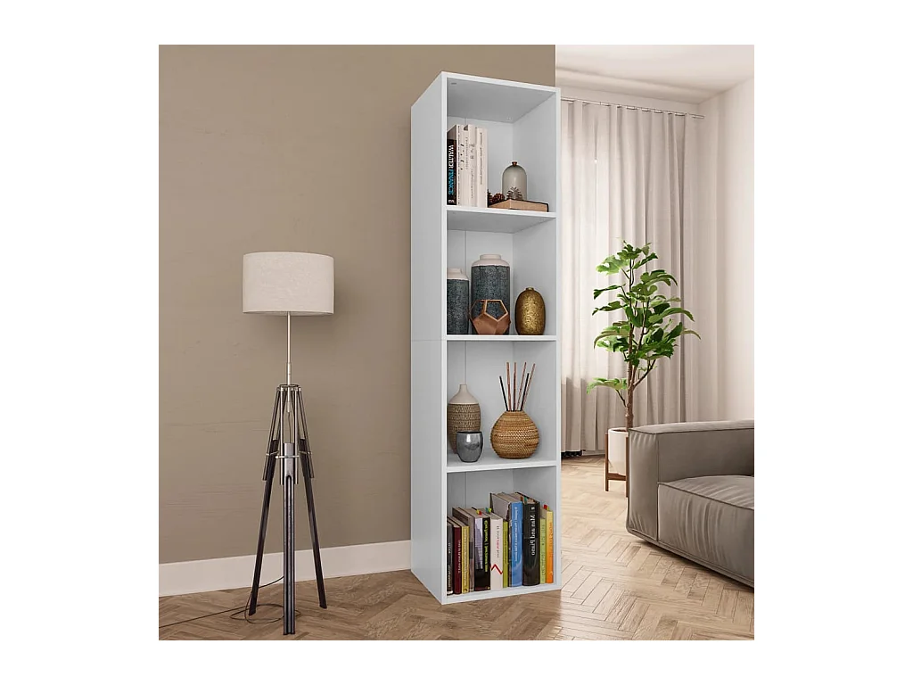 Boekenkast/tv-meubel 36x30x143 cm bewerkt hout wit