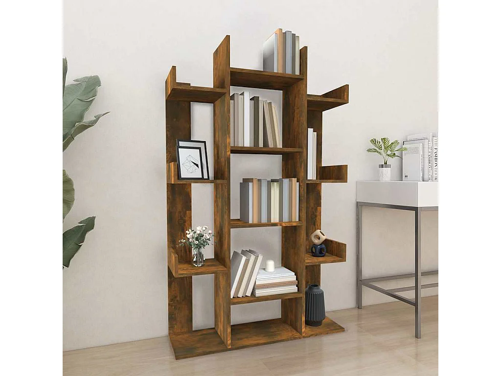 Bibliothèque Chêne fumé 86x25,5x140 cm Bois d'ingénierie