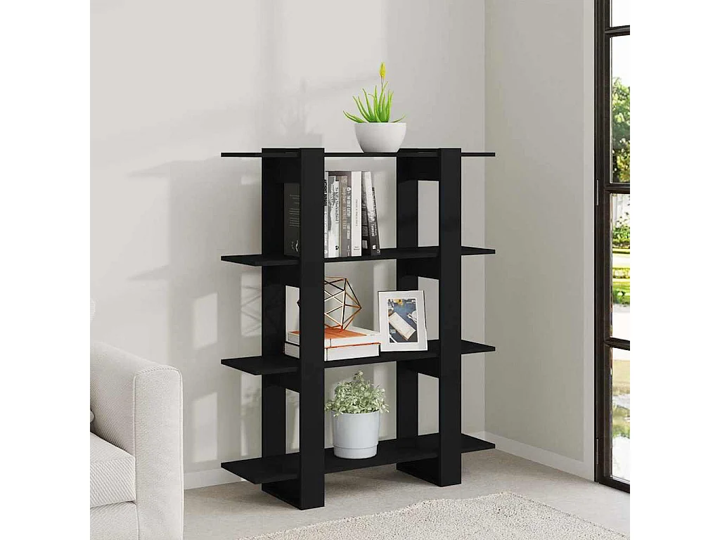 Bücherregal/Raumteiler Schwarz 100x30x123,5 cm