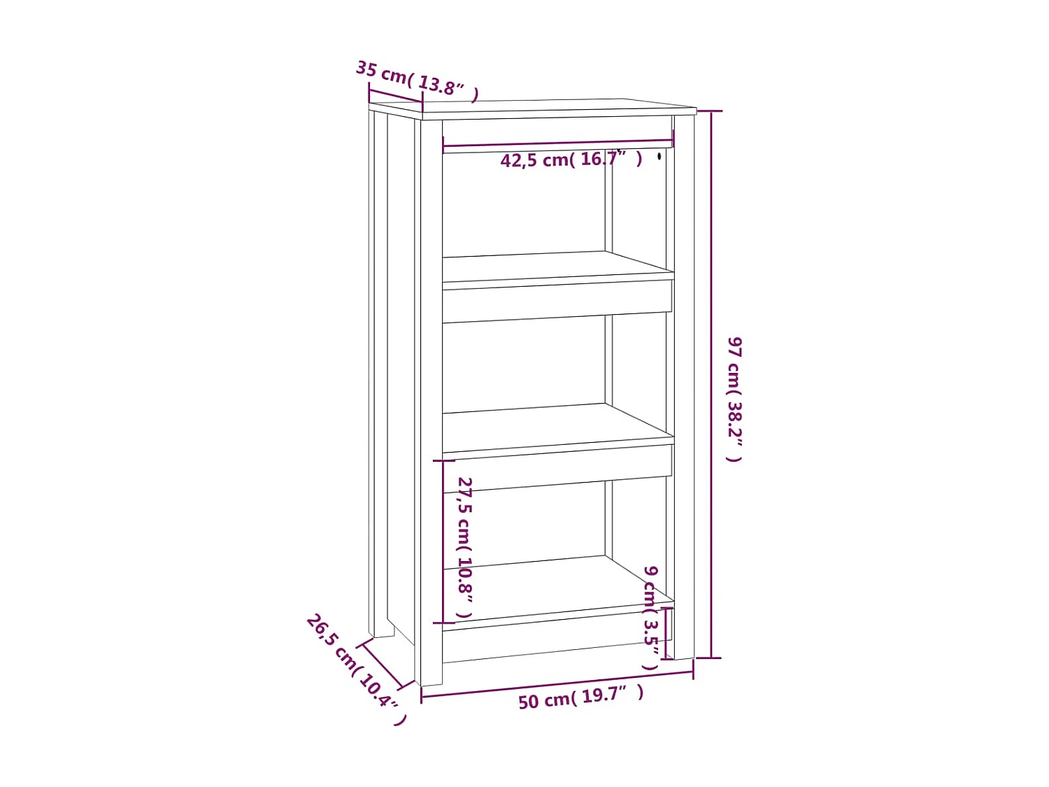 Estante 50x35x97 cm madeira de pinho maciça branco