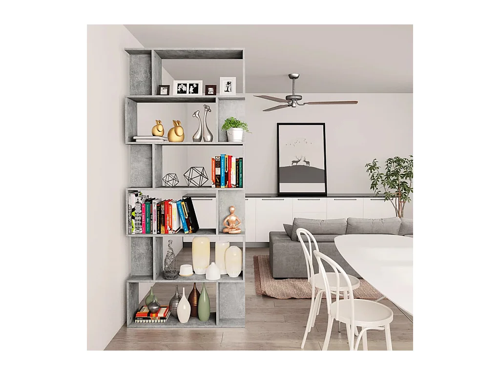 Libreria/Divisorio Grigio Cemento 80x24x192cm Legno Multistrato