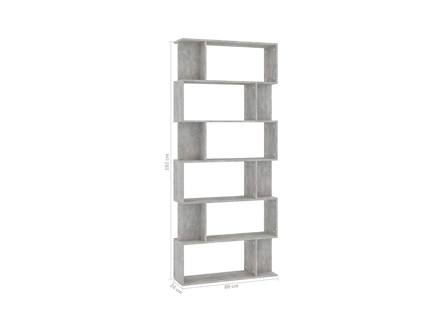 Libreria/Divisorio Grigio Cemento 80x24x192cm Legno Multistrato