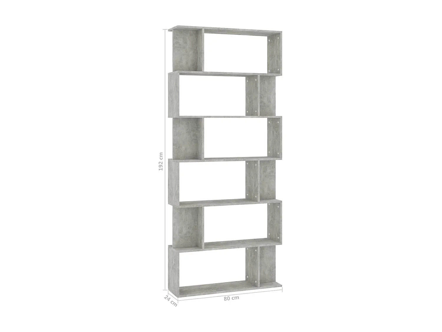 Boekenkast / kamerscherm 80x24x192 cm bewerkt hout betongrijs