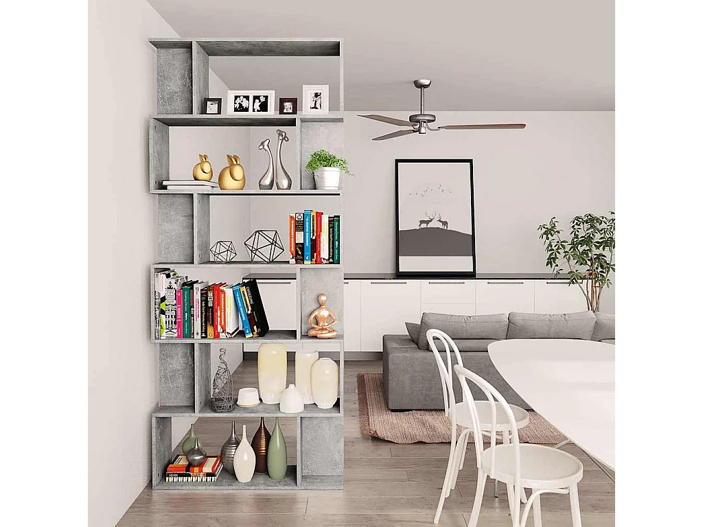 Libreria/Divisorio Grigio Cemento 80x24x192cm Legno Ingegnerizzato