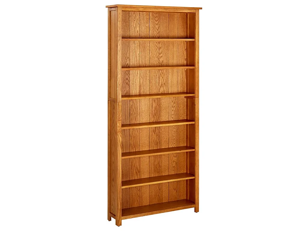 Bücherregal 7 Fächer 90x22,5x200 cm Massivholz Eiche