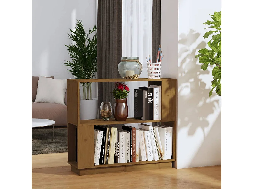 Bibliothèque/Cloison Marron miel 80x25x70 cm Bois massif