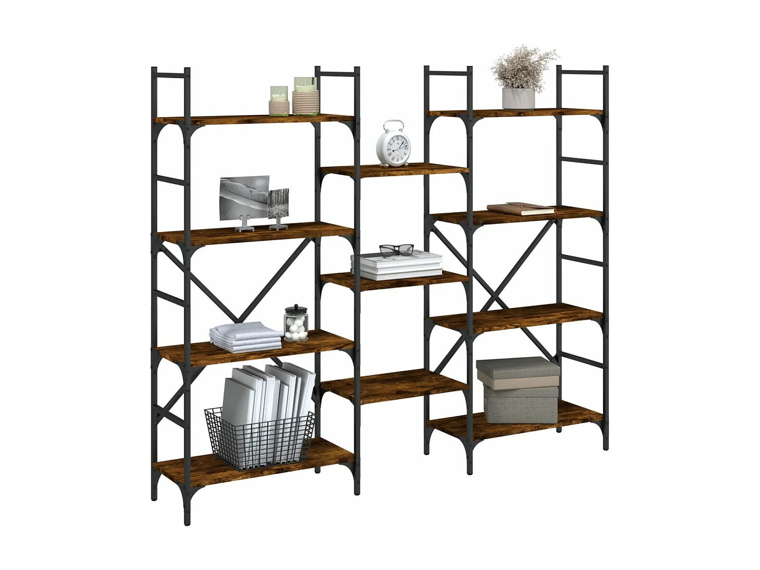 Bibliothèque chêne fumé 160x28,5x136,5 cm bois d'ingénierie