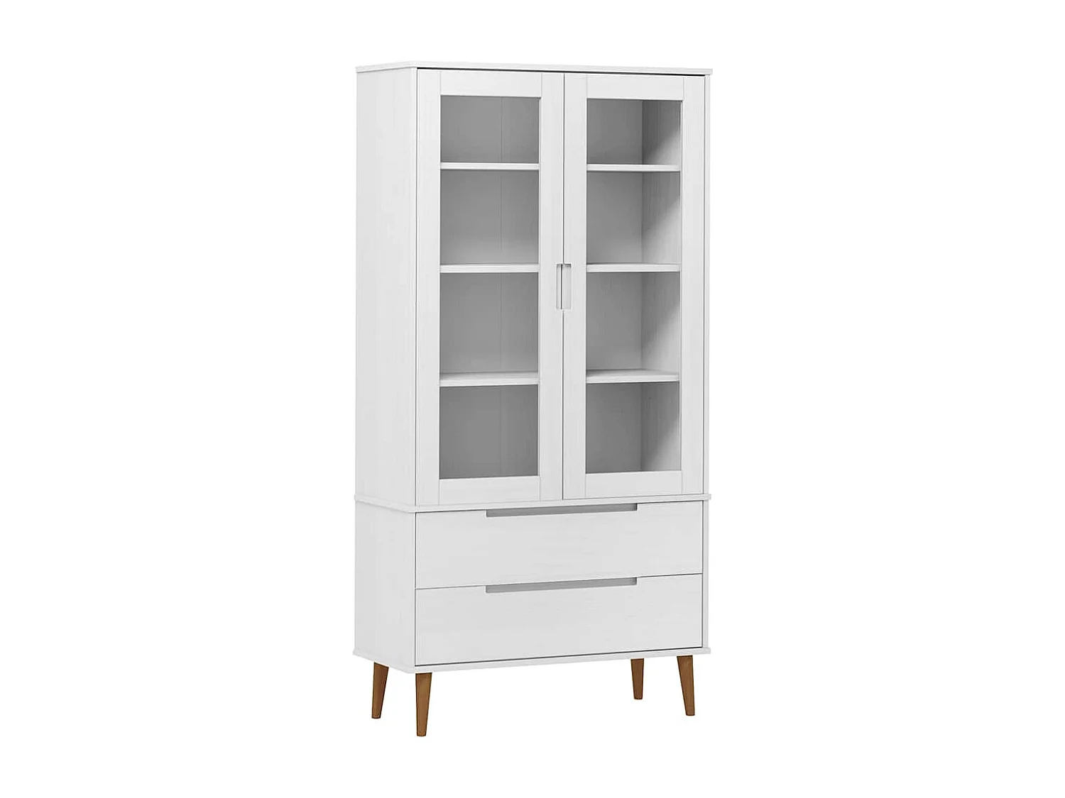 Armoire à vitrine MOLDE Blanc 90x35x175 cm Bois de pin massif