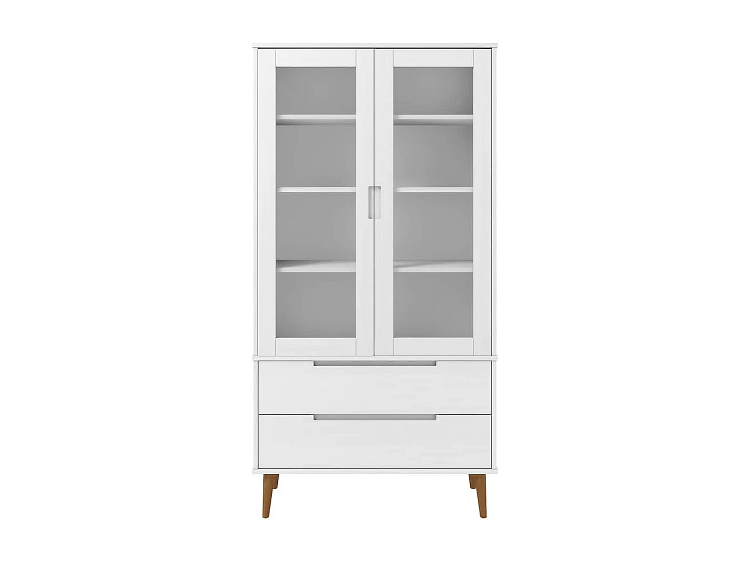 Armoire à vitrine MOLDE Blanc 90x35x175 cm Bois de pin massif