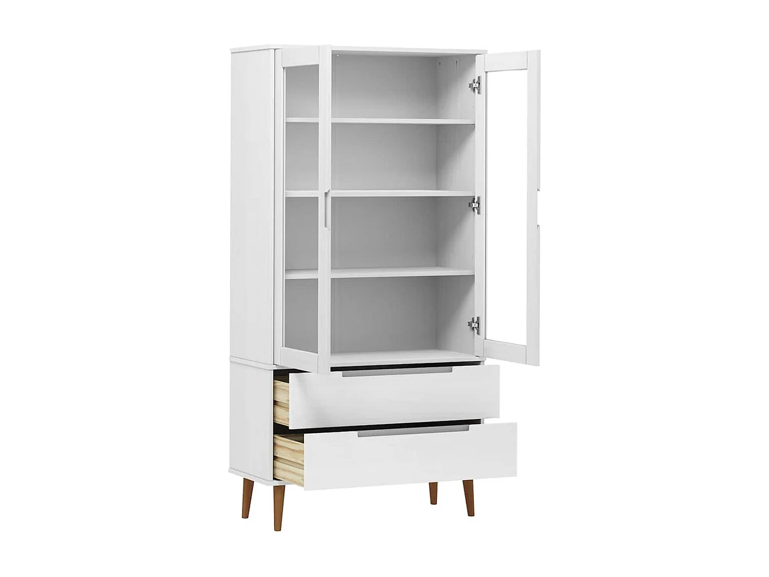 Armoire à vitrine MOLDE Blanc 90x35x175 cm Bois de pin massif
