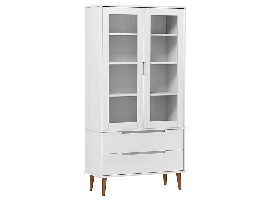 Mueble vitrina MOLDE madera maciza de pino blanco 90x35x175 cm