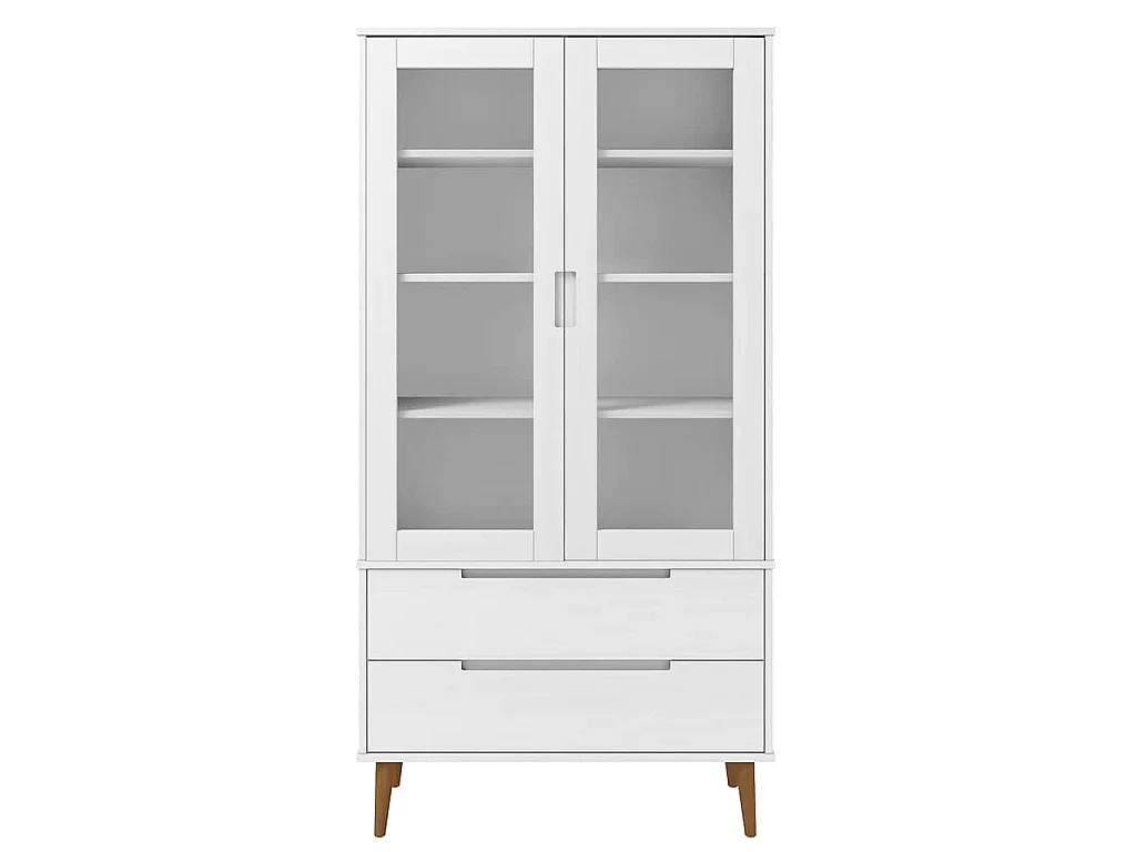 Mueble vitrina MOLDE madera maciza de pino blanco 90x35x175 cm