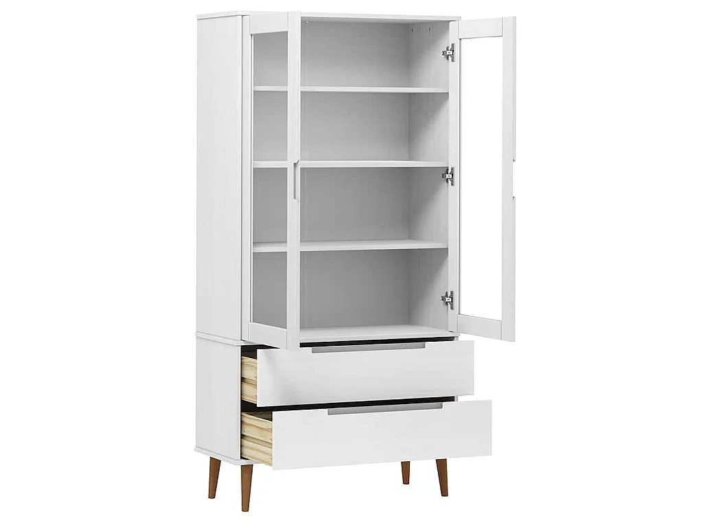 Mueble vitrina MOLDE madera maciza de pino blanco 90x35x175 cm