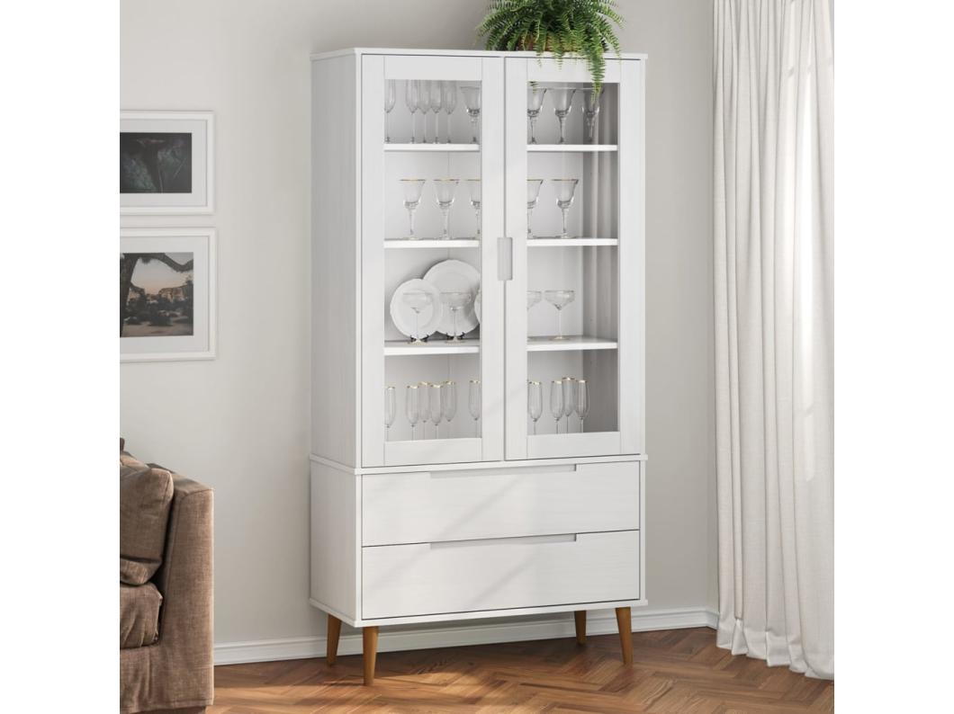 Mueble vitrina MOLDE madera maciza de pino blanco 90x35x175 cm