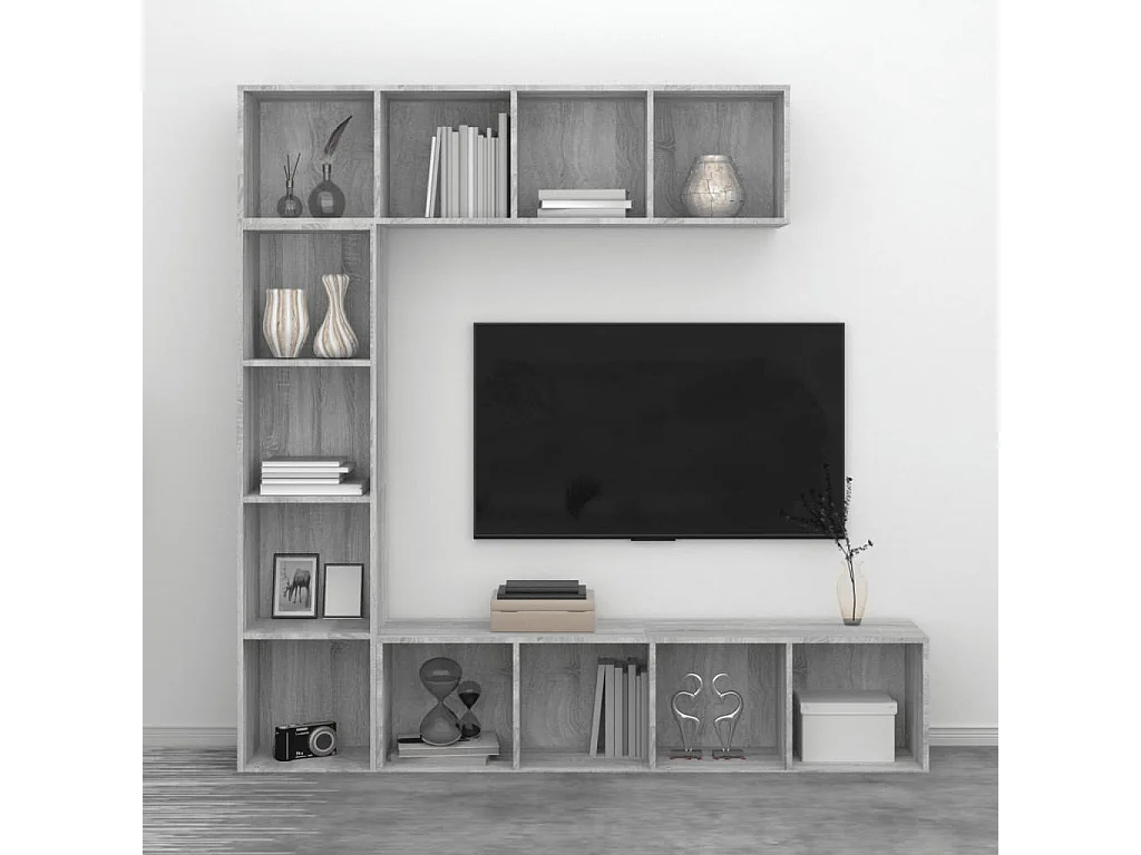 Ensemble bibliothèque/meuble TV 3 pcs Sonoma gris 180x30x180 cm