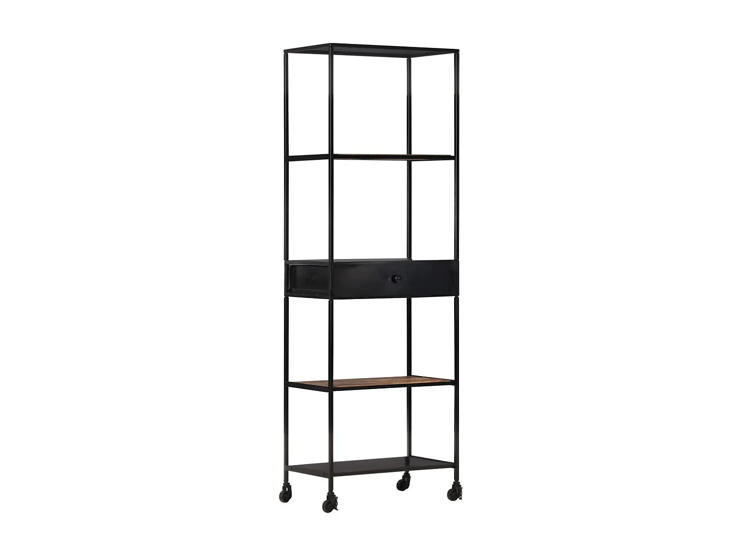 Bibliothèque 60x35x180 cm Bois de manguier brut et fer