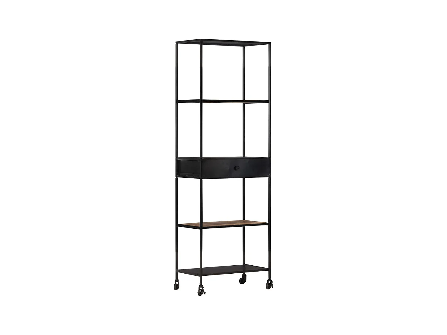 Libreria 60x35x180 cm in Legno di Mango Grezzo e Ferro