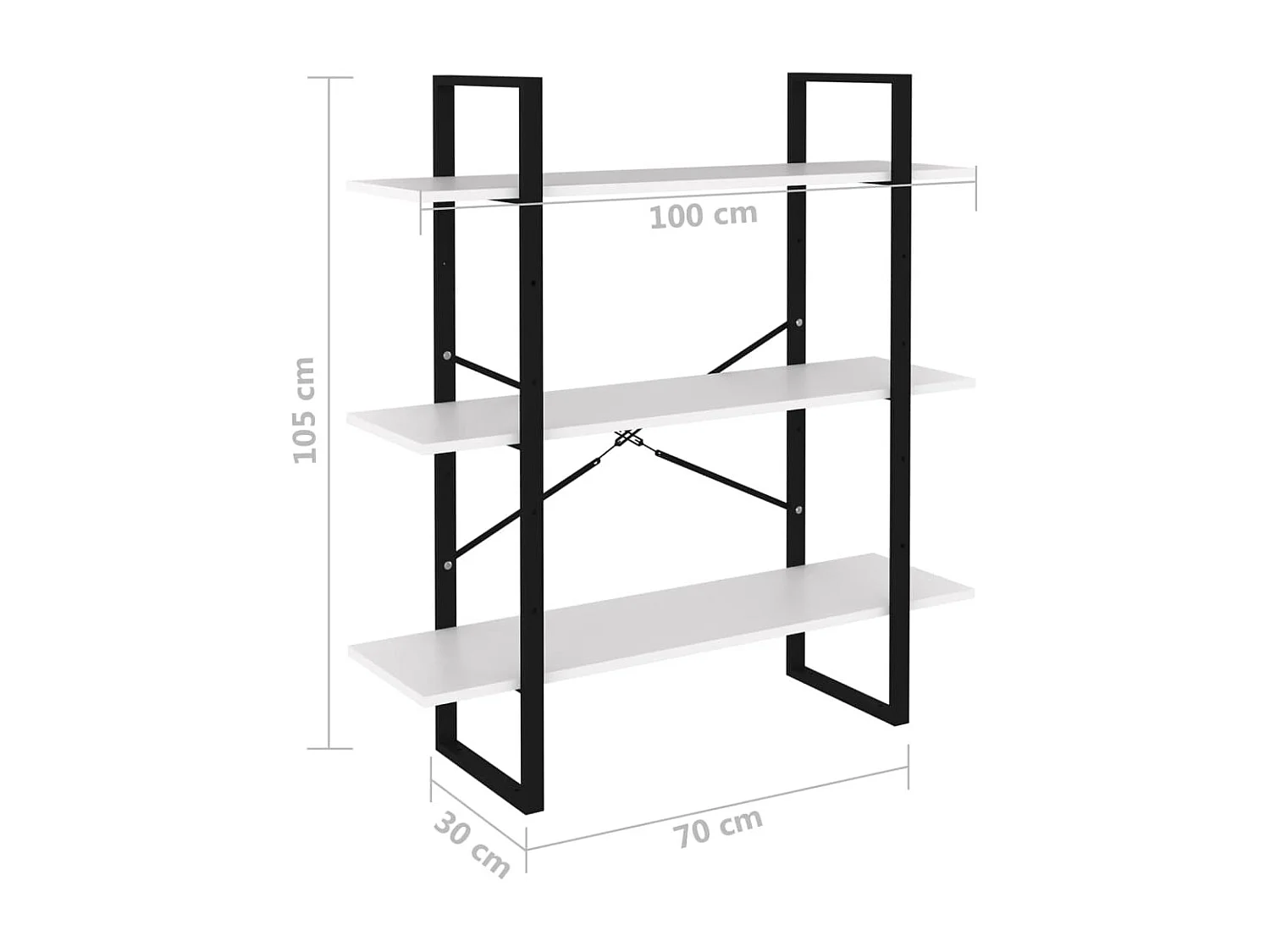 Boekenkast 100x30x105 cm bewerkt hout wit