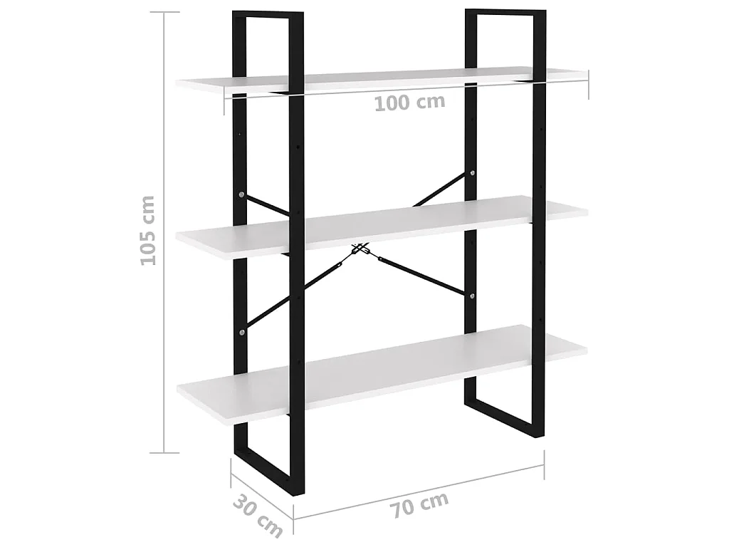 Bibliothèque blanc 100x30x105 cm bois d’ingénierie