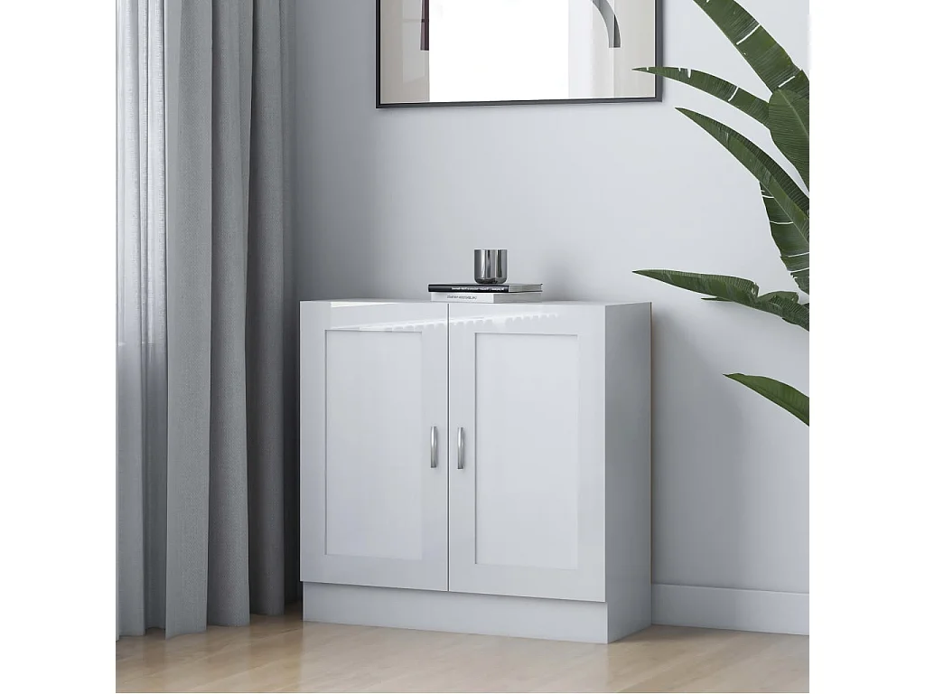 Libreria Bianco Lucido 82,5x30,5x80 cm in Legno Multistrato