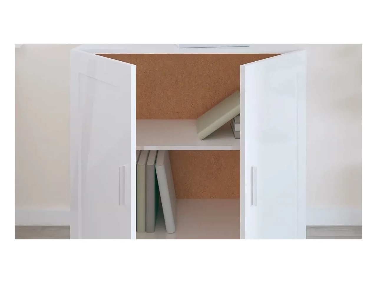 Armario de libros contrachapada blanco brillo 82,5x30,5x80 cm