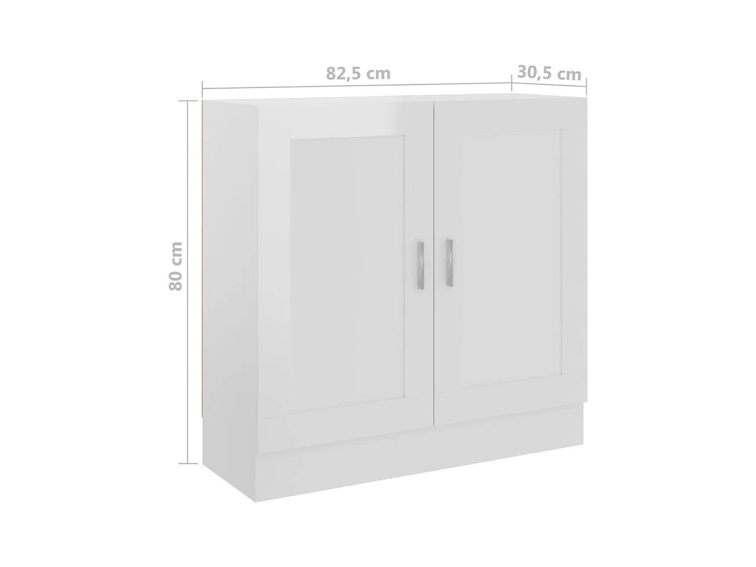 Armario de libros contrachapada blanco brillo 82,5x30,5x80 cm