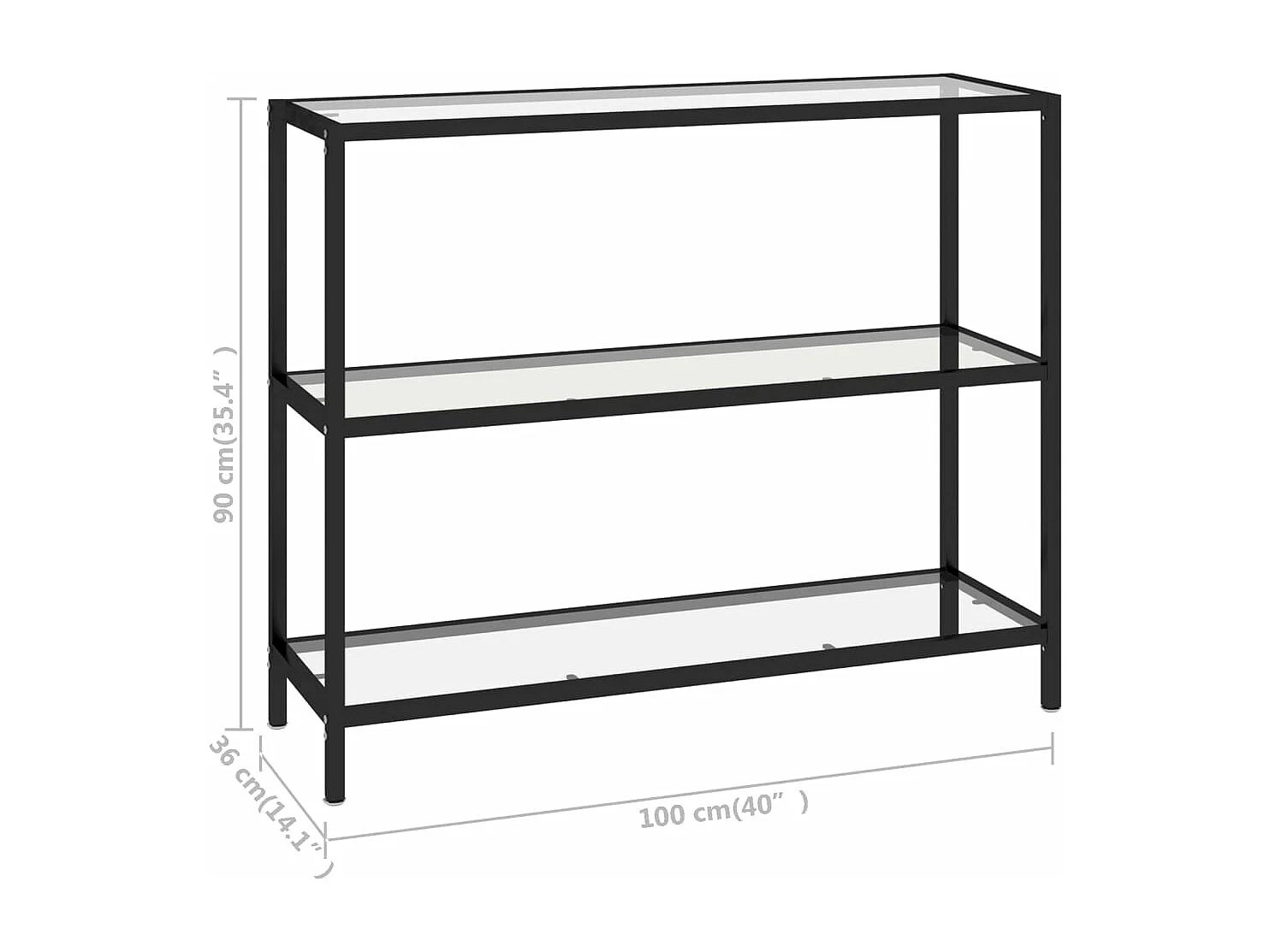 Scaffale Trasparente 100x36x90 cm in Vetro Temperato
