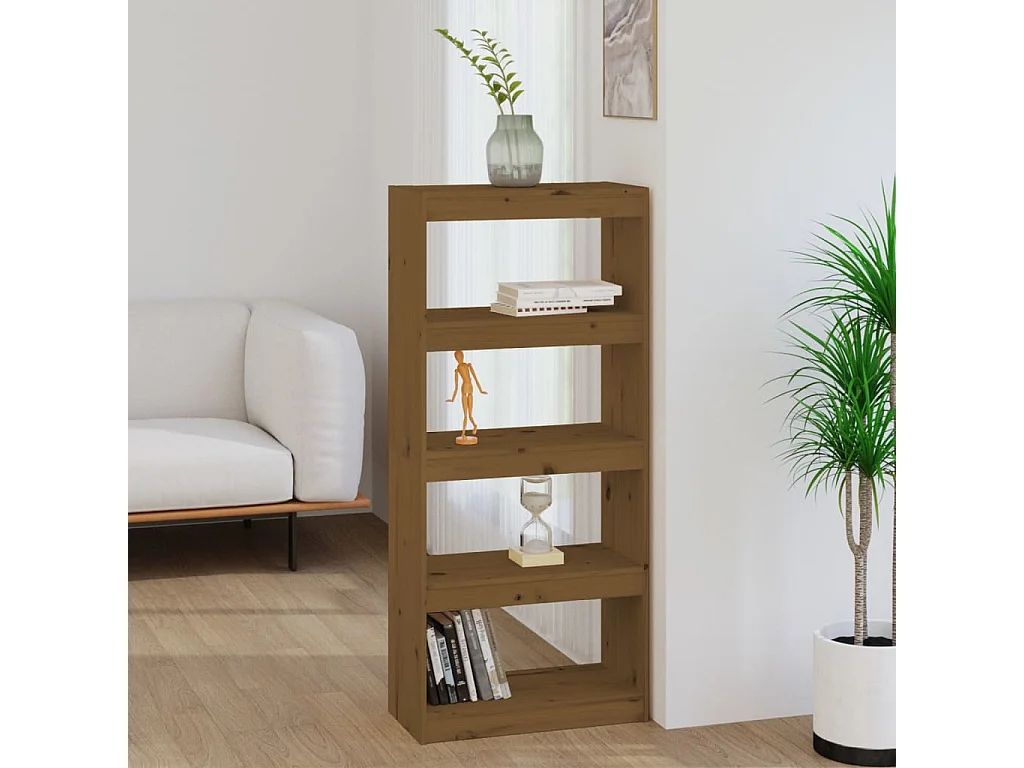 Bücherregal/Raumteiler Honigbraun 60x30x135,5 cm Kiefernholz