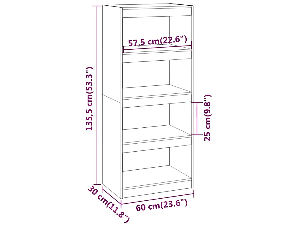 Bibliothèque/Séparateur de pièce Marron miel 60x30x135,5 cm Pin