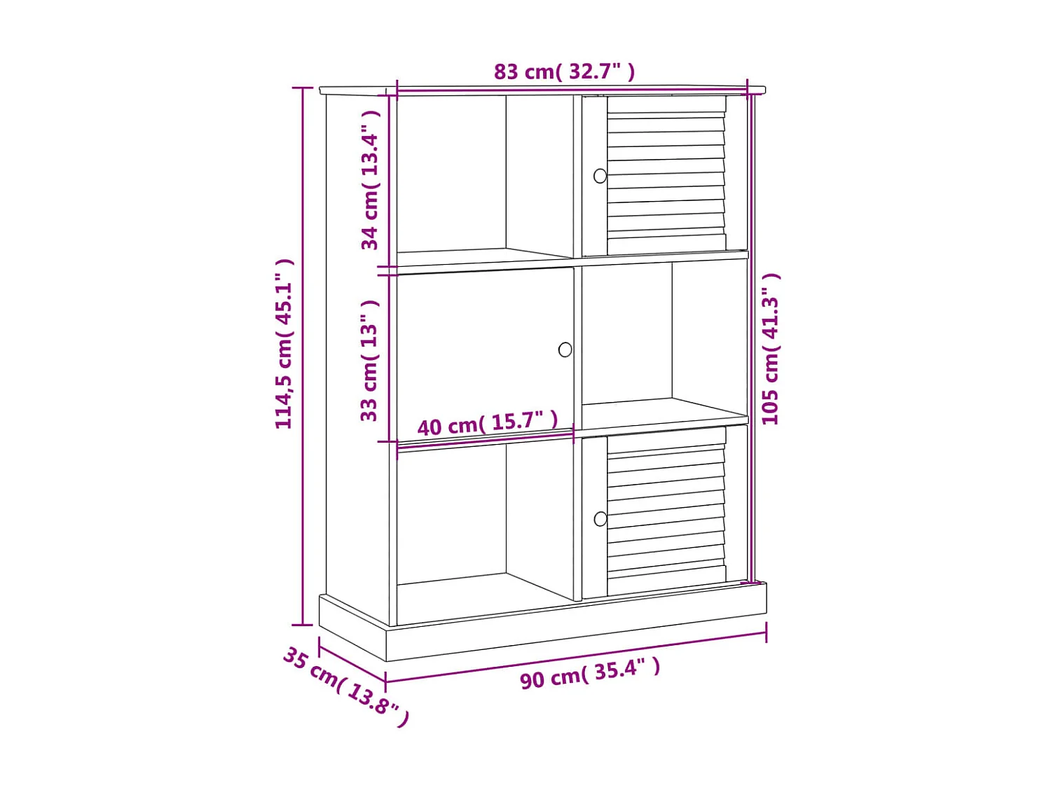 Estante VIGO 90x35x114,5 cm madeira de pinho maciça branco