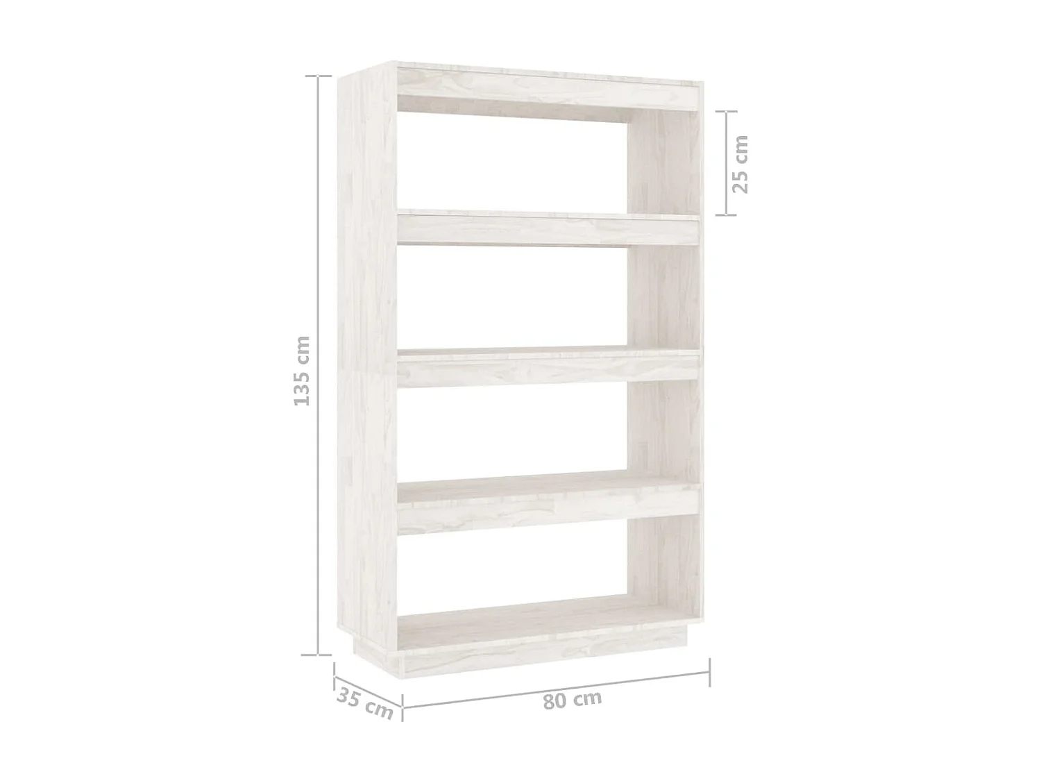 Boekenkast/kamerscherm 80x35x135 cm massief grenenhout wit