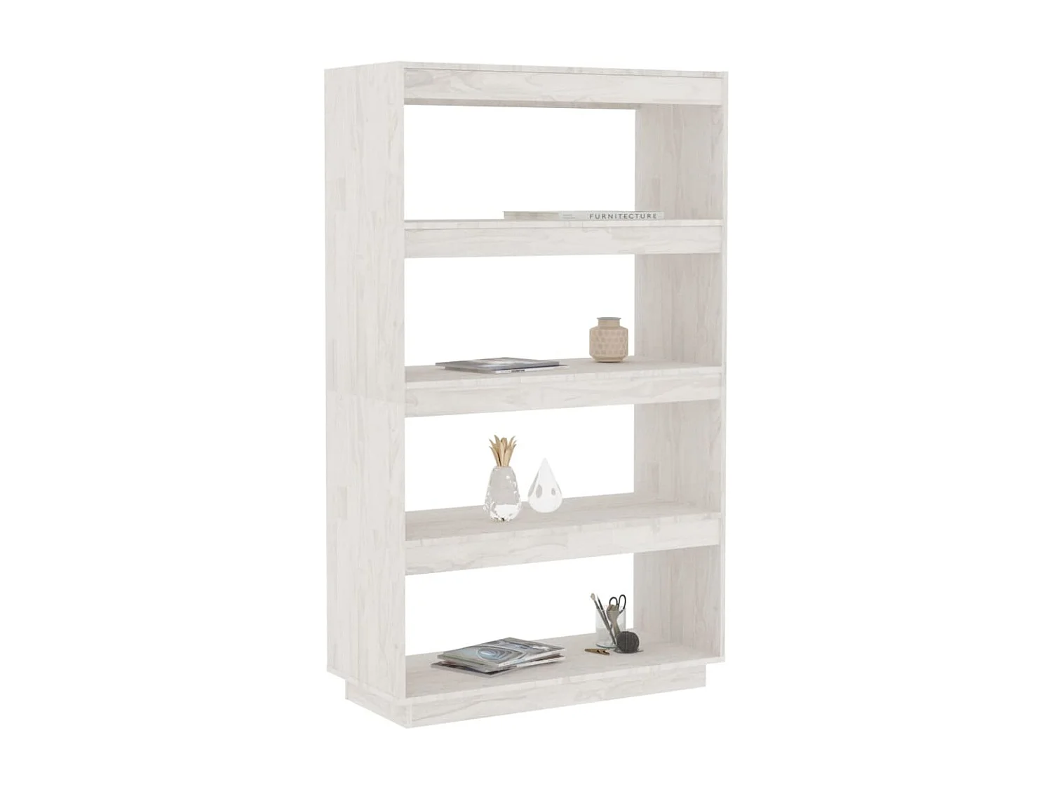 Boekenkast/kamerscherm 80x35x135 cm massief grenenhout wit