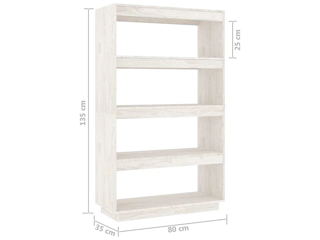 Estante/divisória 80x35x135 cm madeira de pinho maciça branco