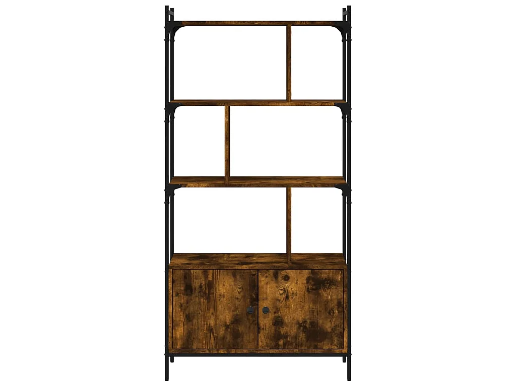 Bibliothèque avec portes chêne fumé 76,5x30x154,5 cm