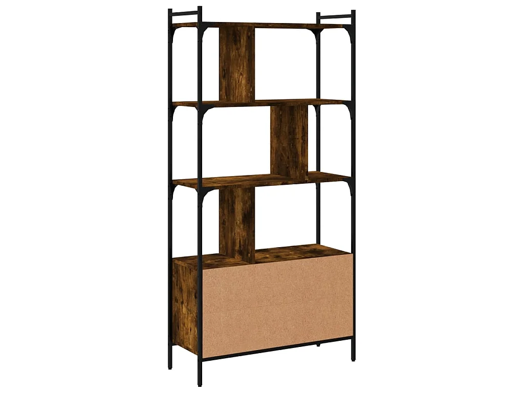 Bibliothèque avec portes chêne fumé 76,5x30x154,5 cm