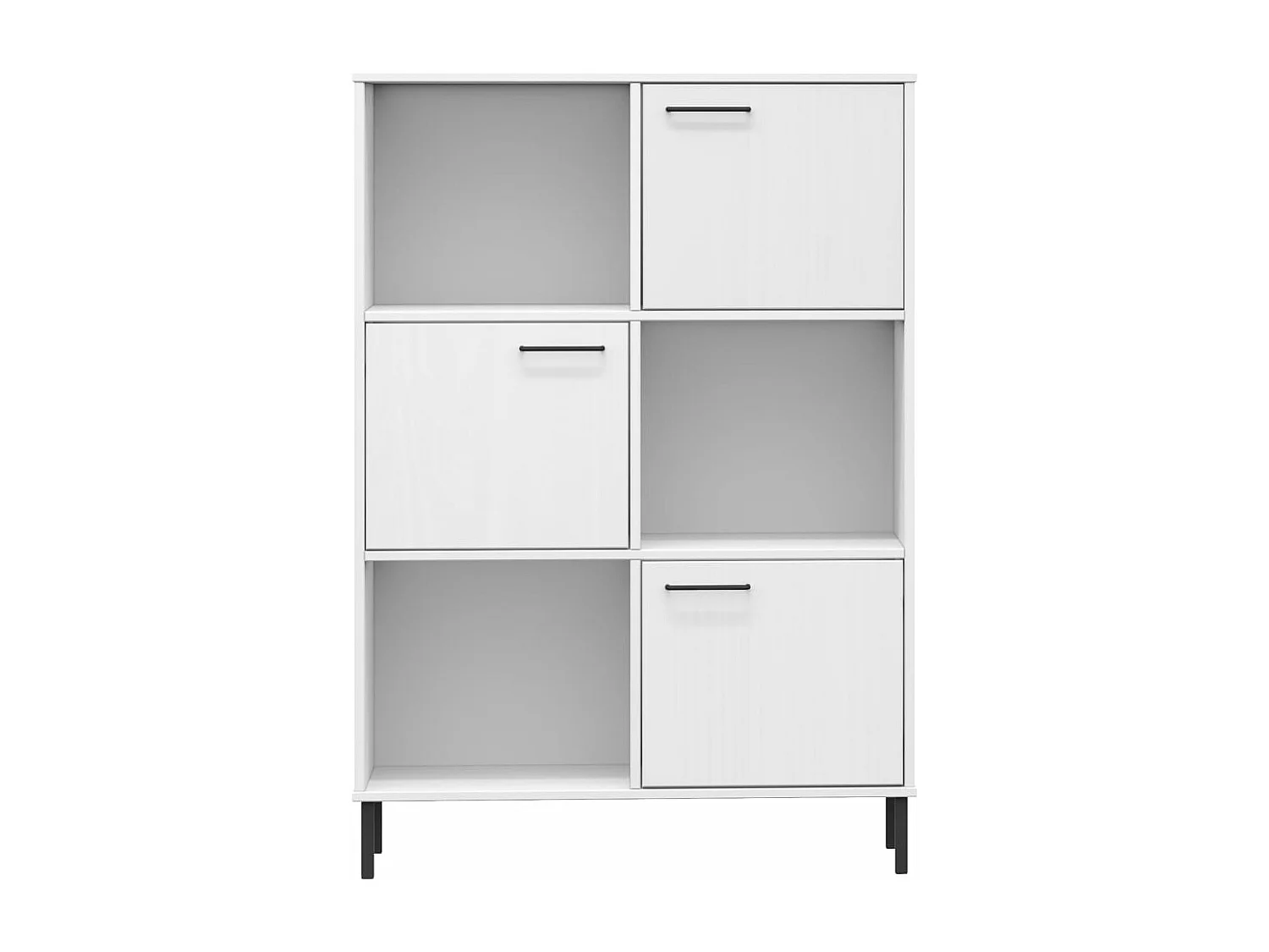 Bücherregal OSLO mit Metallbeinen Weiß 90x35x128,5cm Massivholz