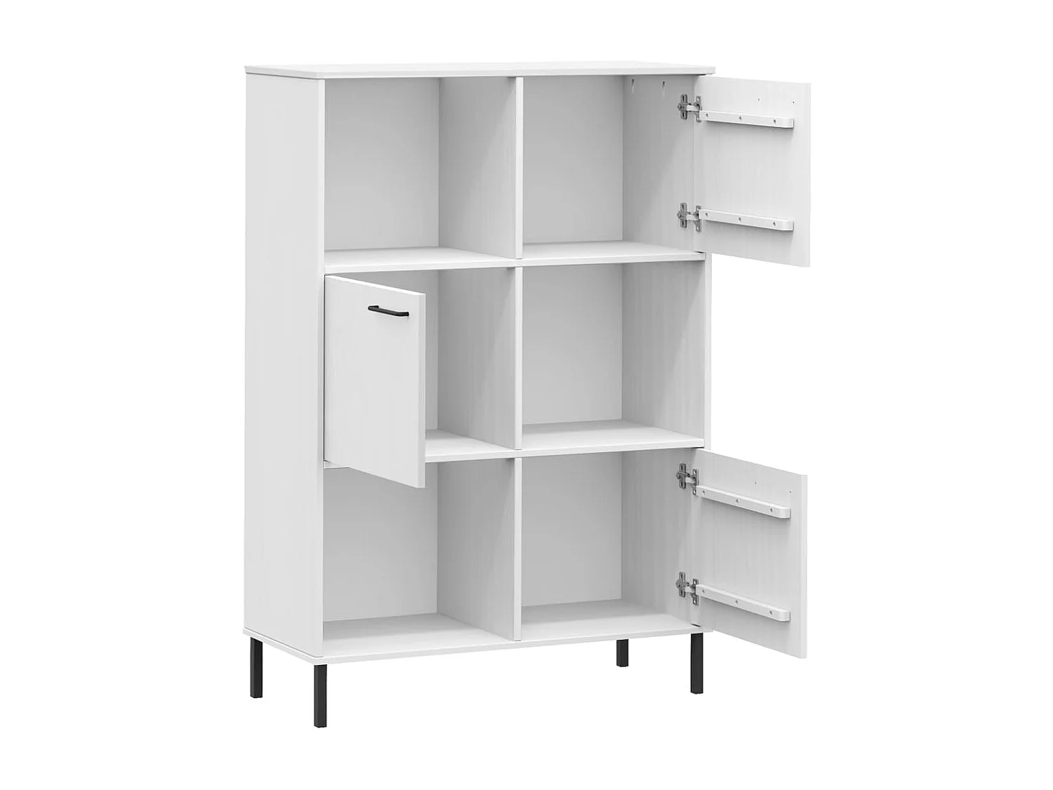 Bücherregal OSLO mit Metallbeinen Weiß 90x35x128,5cm Massivholz