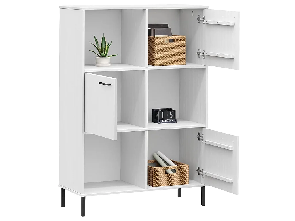 Bibliothèque avec pieds en métal Blanc 90x35x128,5 cm Bois OSLO