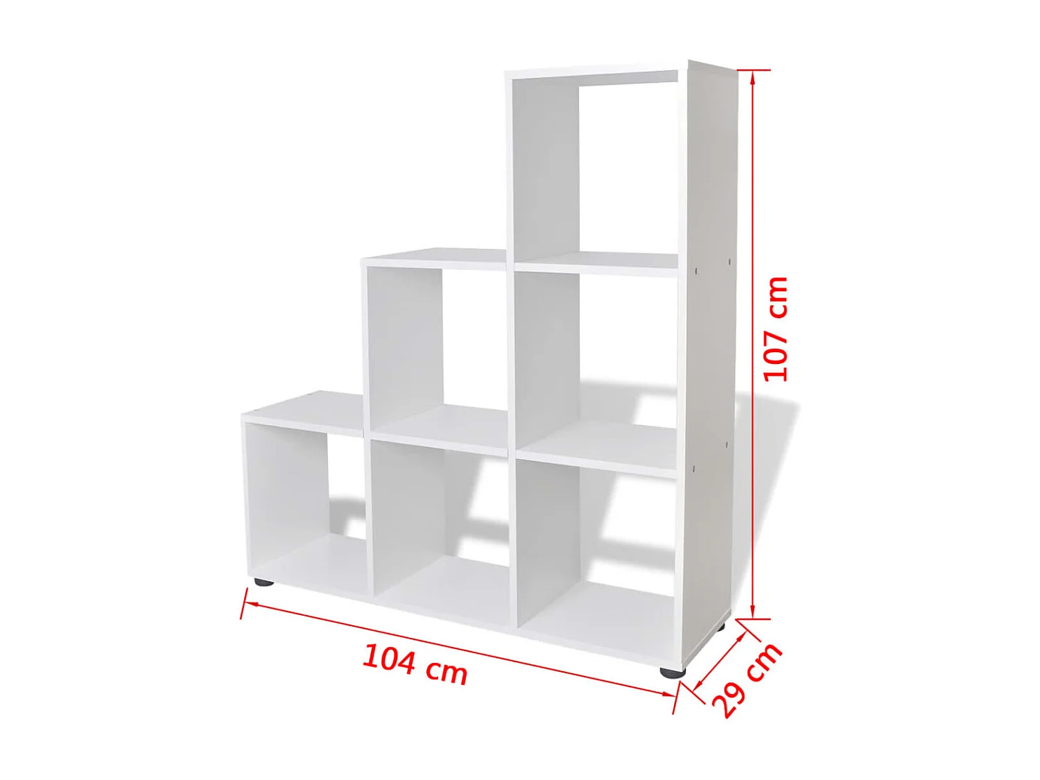 Estantería librería en forma de escalera 107 cm blanca
