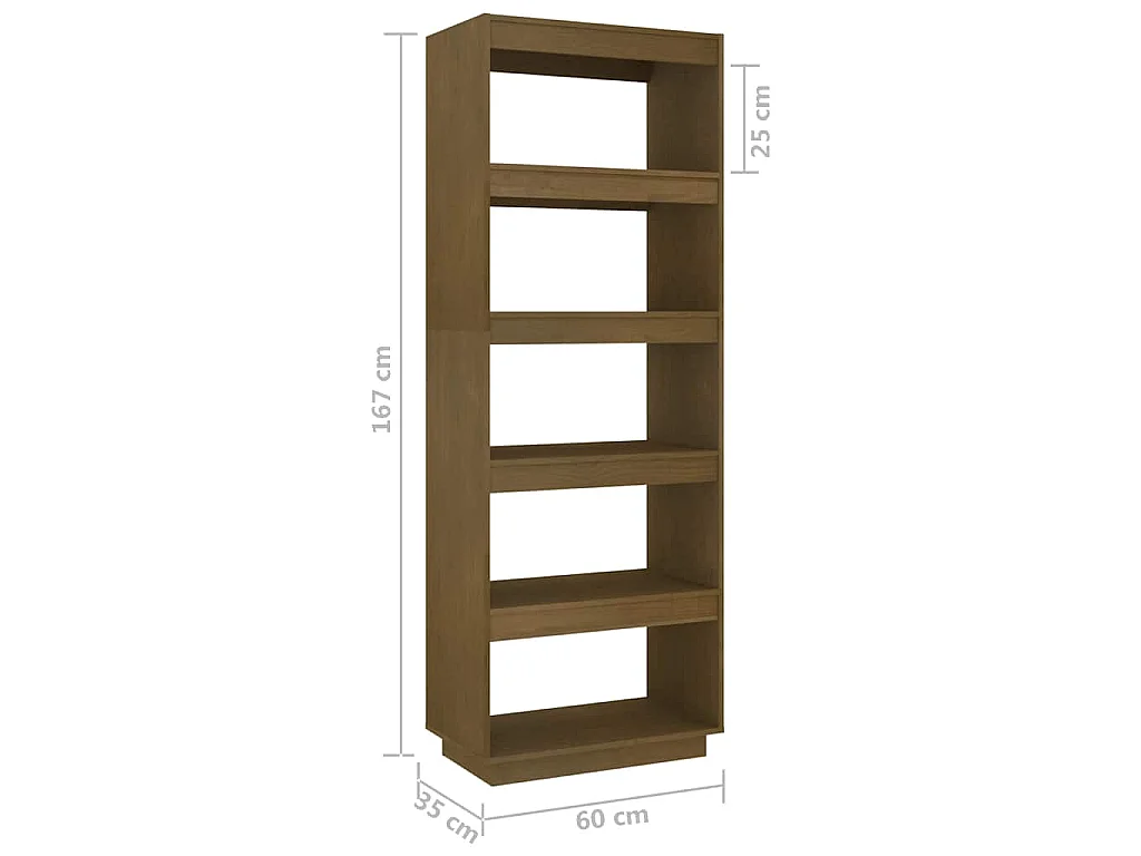 Bibliothèque/Séparateur de pièce Marron miel 60x35x167 cm Pin