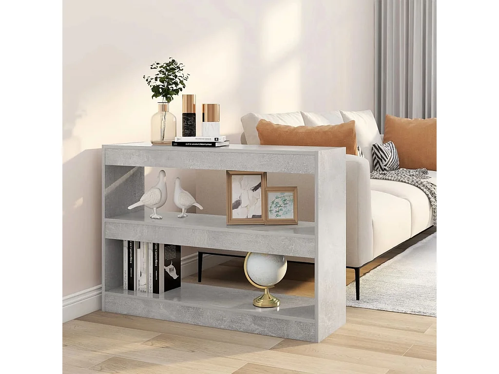 Bibliothèque/Séparateur de pièce Gris béton 100x30x72 cm