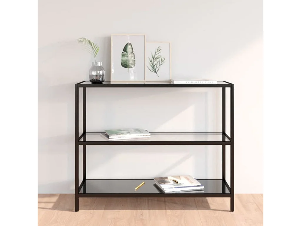 Étagère transparent et noir 100x36x90 cm verre trempé